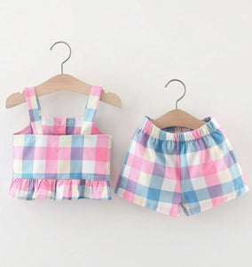 Pink Plaid Short set