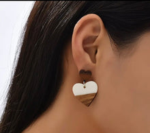 Load image into Gallery viewer, Post Double Dangle heart Earrings