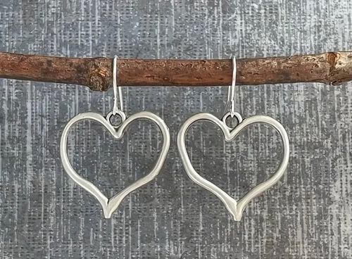 Dainty Silver Dangle heart Earrings