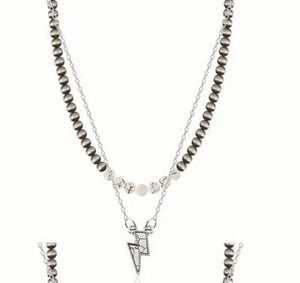 Navajo Pearl/Lightening Bolt Necklace Set