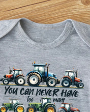 Load image into Gallery viewer, Too Many Tractors Onesie