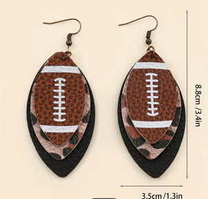 3 layer football earrings