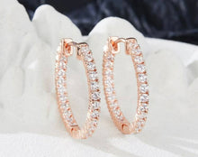 Load image into Gallery viewer, Rose Gold CZ hoops