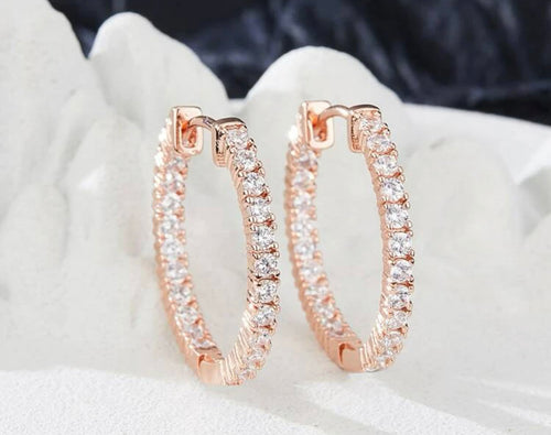 Rose Gold CZ hoops