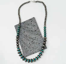 Load image into Gallery viewer, Irregular Navajo pearl/turquoise necklace