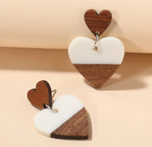 Load image into Gallery viewer, Post Double Dangle heart Earrings