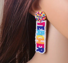 Load image into Gallery viewer, Pom Beaded teacher earrings