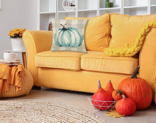 Load image into Gallery viewer, Checkered Blue pumpkin Pillow Case