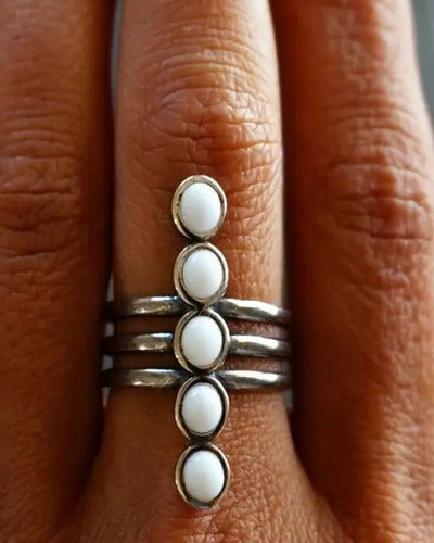 Bohemian stone line ring