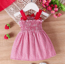 Load image into Gallery viewer, Strawberry Plaid Sundress