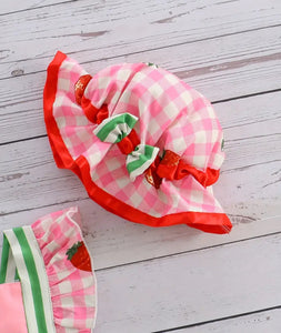 Striped Strawberry Romper/Hat