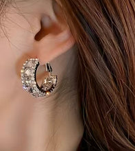 Load image into Gallery viewer, Square Rhinestone Hoops