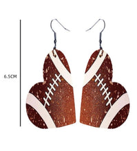 Load image into Gallery viewer, Football heart earrings