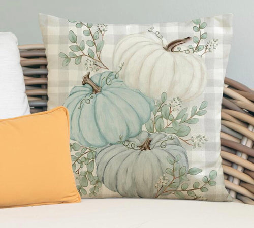 Blue Stacked Pumpkin Pillow Case