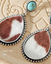 Load image into Gallery viewer, Stone post cow print earrings