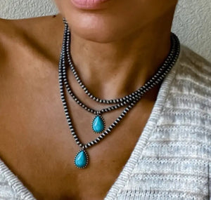 3 Pc Teardrop Navajo Pearl Necklace Set