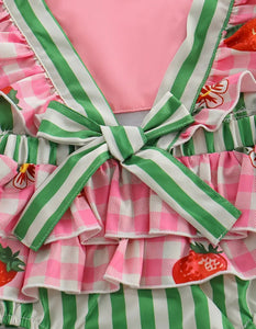 Striped Strawberry Romper/Hat