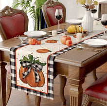 Load image into Gallery viewer, Checkered Pumpkin Table Runner