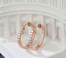 Load image into Gallery viewer, Rose Gold CZ hoops