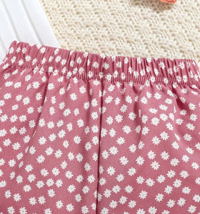 Ribbed/Floral Short Outfit