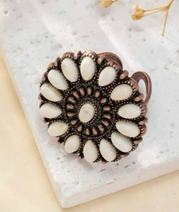 Stone Flower ring/slide/tee clip