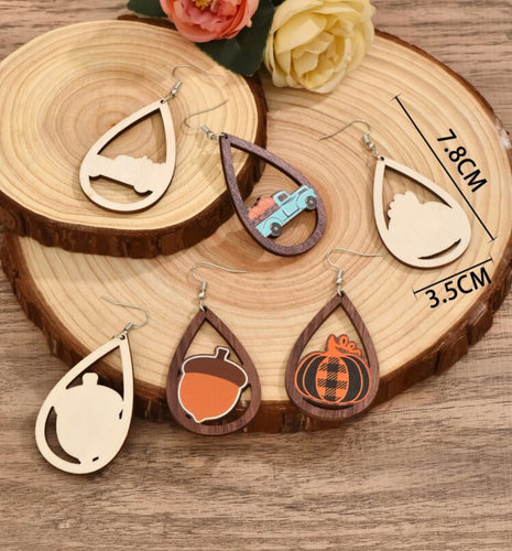 Fall wooden earrings