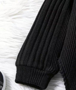 Hooded Ribbed Casual Jogger Set