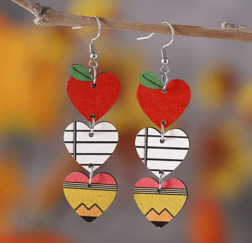 Dangle apple wood  Earrings