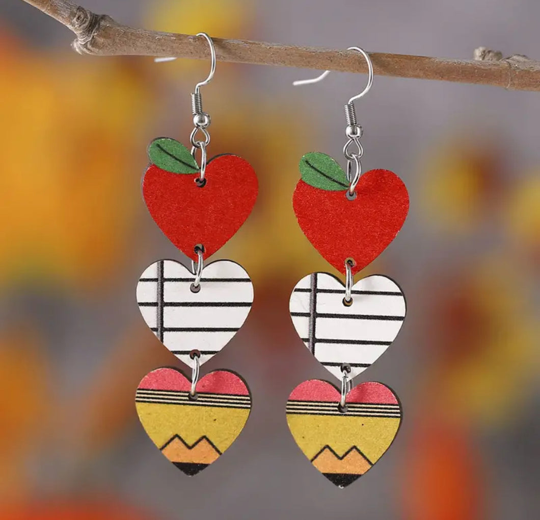 Dangle apple wood  Earrings