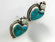 Load image into Gallery viewer, Turquoise heart stud earrings