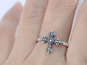 Cross thin band ring