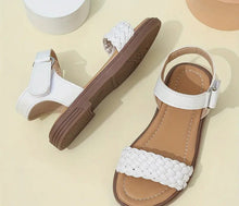 Load image into Gallery viewer, Kid’s White braided sandals