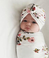 Load image into Gallery viewer, Floral swaddle/hat