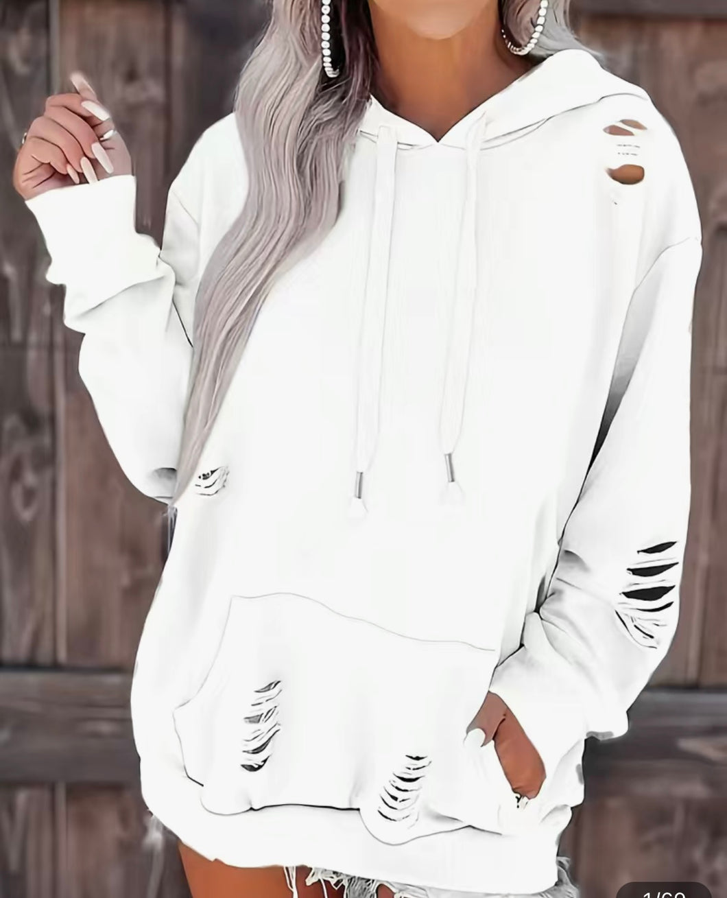 Ripped Kangaroo Pouch Hoodie