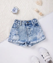 Load image into Gallery viewer, Rolled hem distressed jean shorts