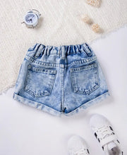 Load image into Gallery viewer, Rolled hem distressed jean shorts