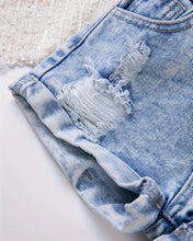 Load image into Gallery viewer, Rolled hem distressed jean shorts