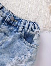 Load image into Gallery viewer, Rolled hem distressed jean shorts