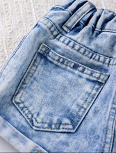 Load image into Gallery viewer, Rolled hem distressed jean shorts