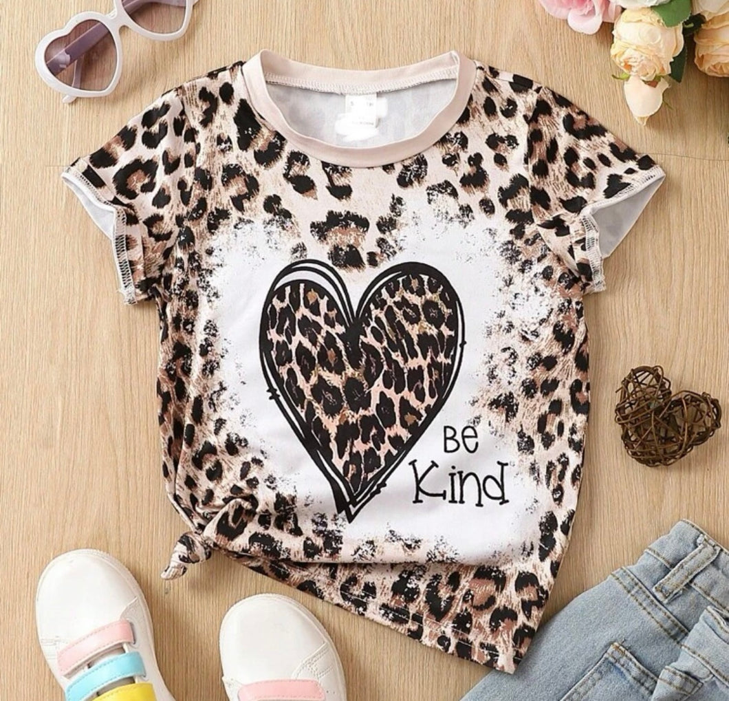 Leopard Heart Be Kind tee