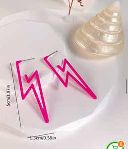 Hollow Acrylic Lightening bolt earrings