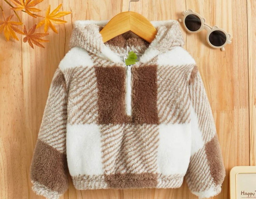 Checkered Sherpa Pullover