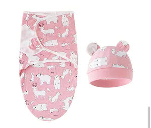 Pastel Animal swaddle/hat