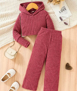 Hooded Ribbed lounge set