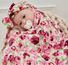 Load image into Gallery viewer, Floral swaddle/hat