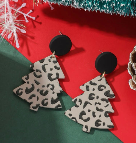 Leopard tree earrings