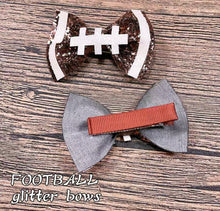 Load image into Gallery viewer, Football Glitter Bows