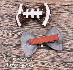 Football Glitter Bows