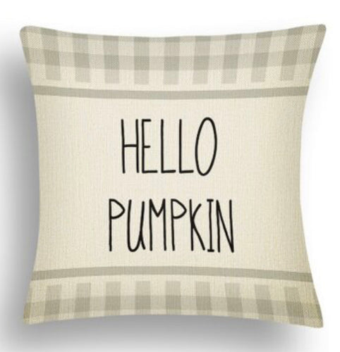 Checkered Hello Pumpkin Pillow Case