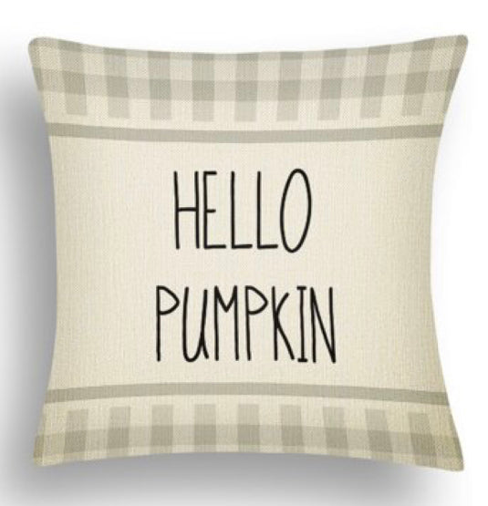 Checkered Hello Pumpkin Pillow Case